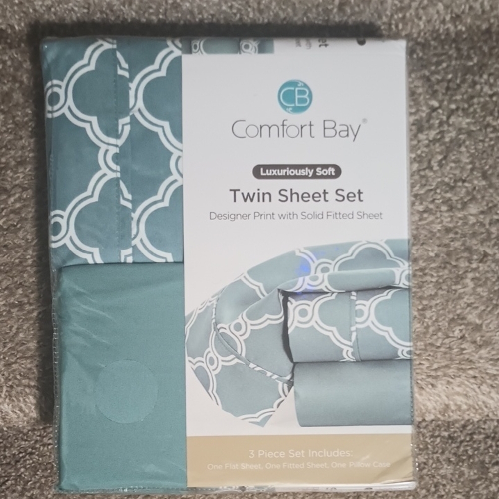 Comfort Bay Twin Sheet Set - Teal